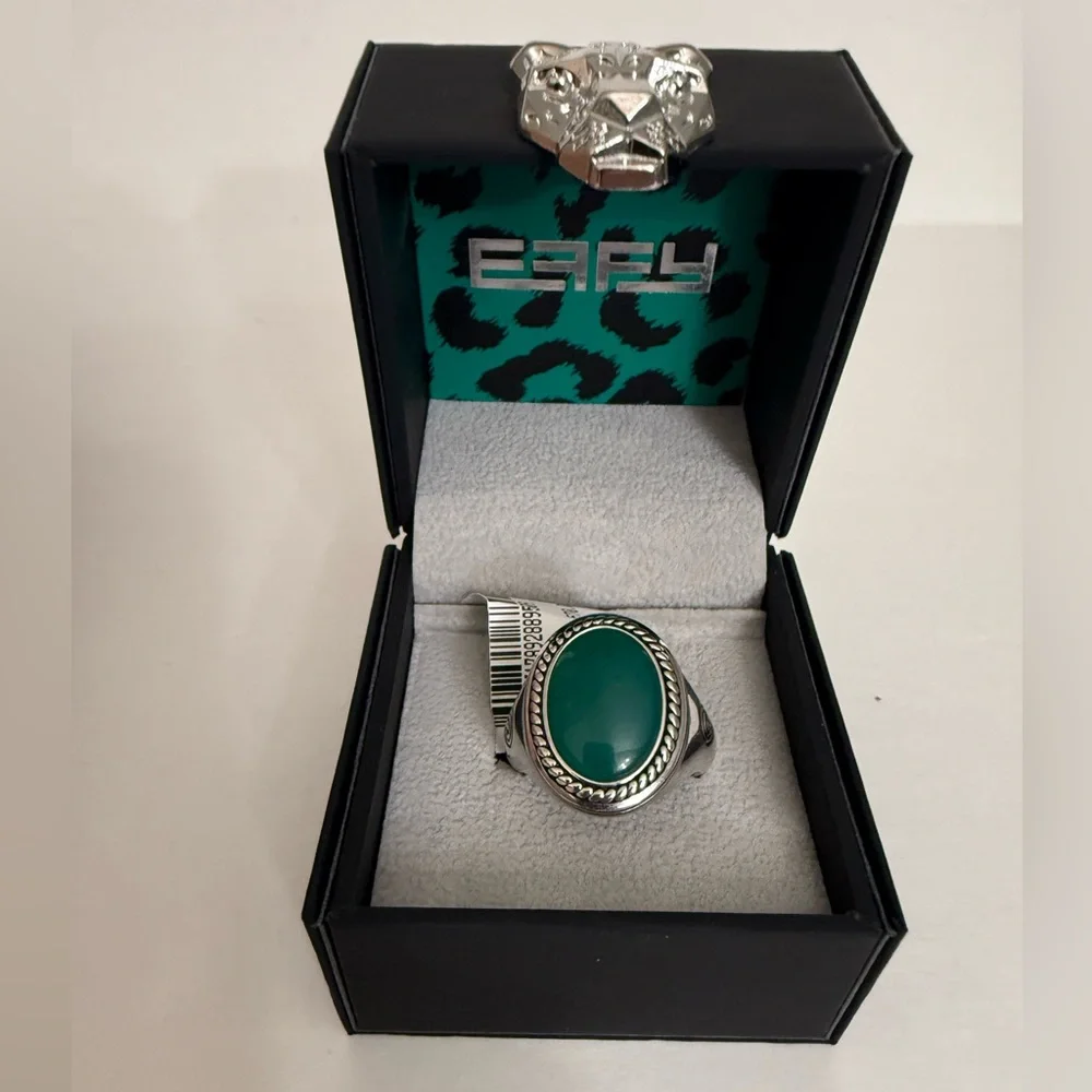 EFFY 925 STERLING SILVER ,GREEN ONYX RING SIZE 10